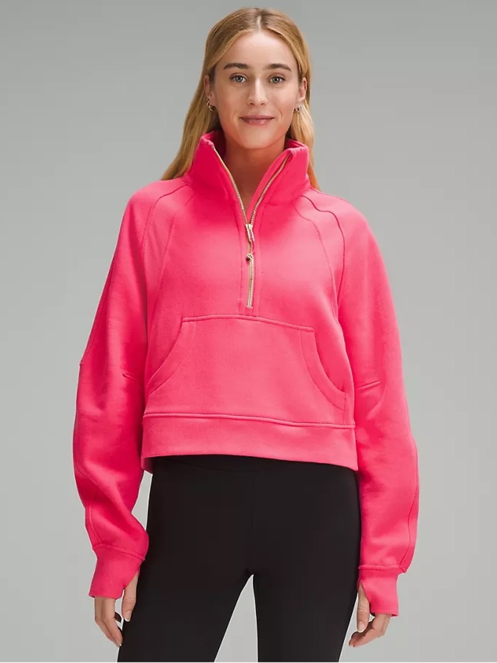 Lululemon Scuba Oversized Funnel-Neck Half Zip - Glaze Pink/Gold, Size M/L